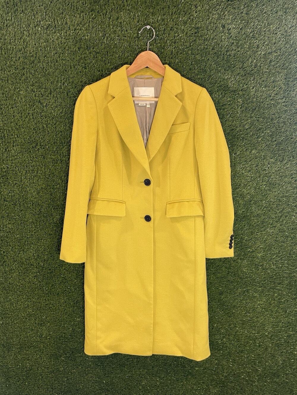 BY ANTHROPOLOGIE Yellow Wool Blend Tailored Coat Jacket Size 2 US 6 UK 34 EU